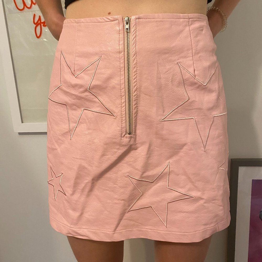Pink Star Skirt Faux Leather